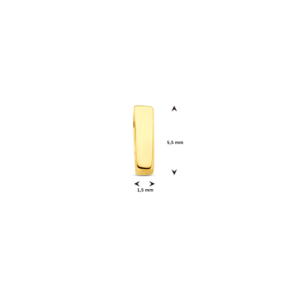 Afmetingen van de 14 karaat gouden letterhanger, letter I: 5,5 mm hoog
