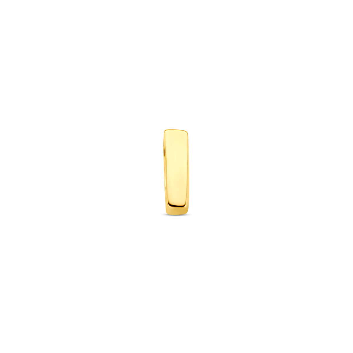 Vooraanzicht van de 14 karaat gouden letterhanger, letter I