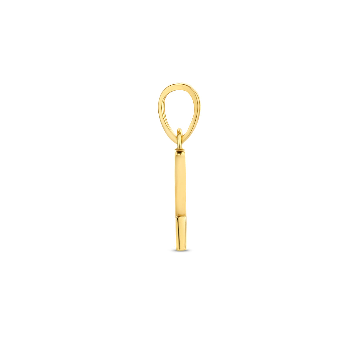 Zijaanzicht van de letterhanger goud van 14 karaat met zirkonia, letter Z