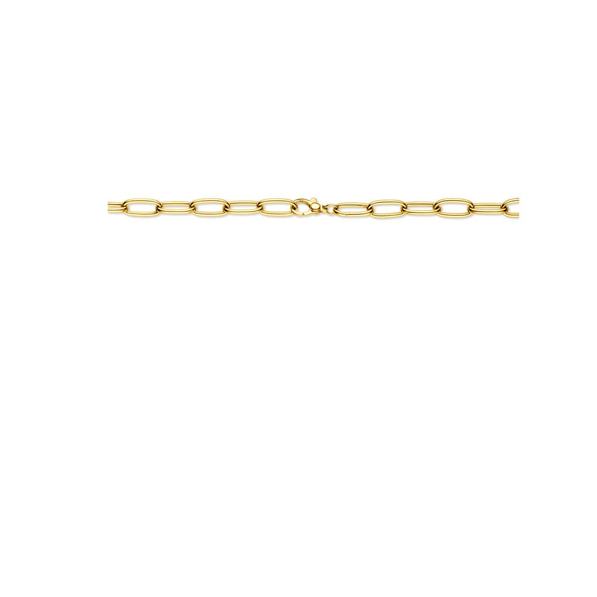 Detail van de 14 karaat gouden brede schakelketting