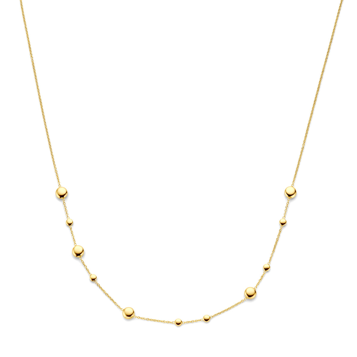 Vooraanzicht van de 14 karaat gouden schakelketting