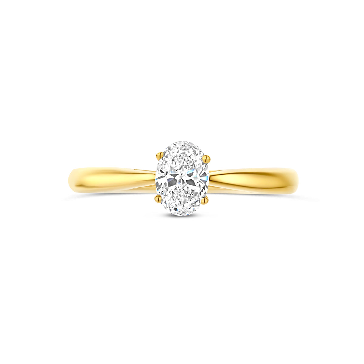 Bovenaanzicht van de 14 karaat gouden ring met lab grown diamant 0,50 ct