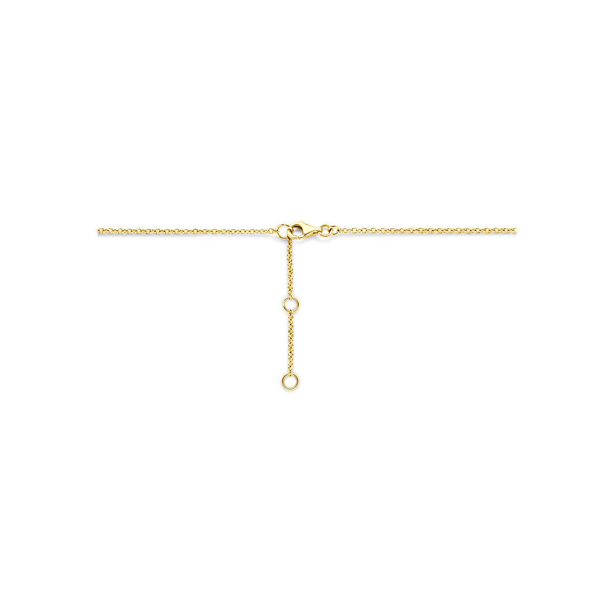 Parelketting goud: detail van de 14 karaat geelgouden parelketting.