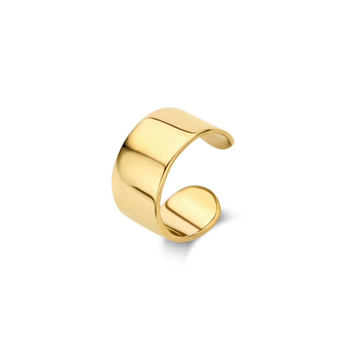 Vooraanzicht van de gouden ear cuff van 14 karaat.