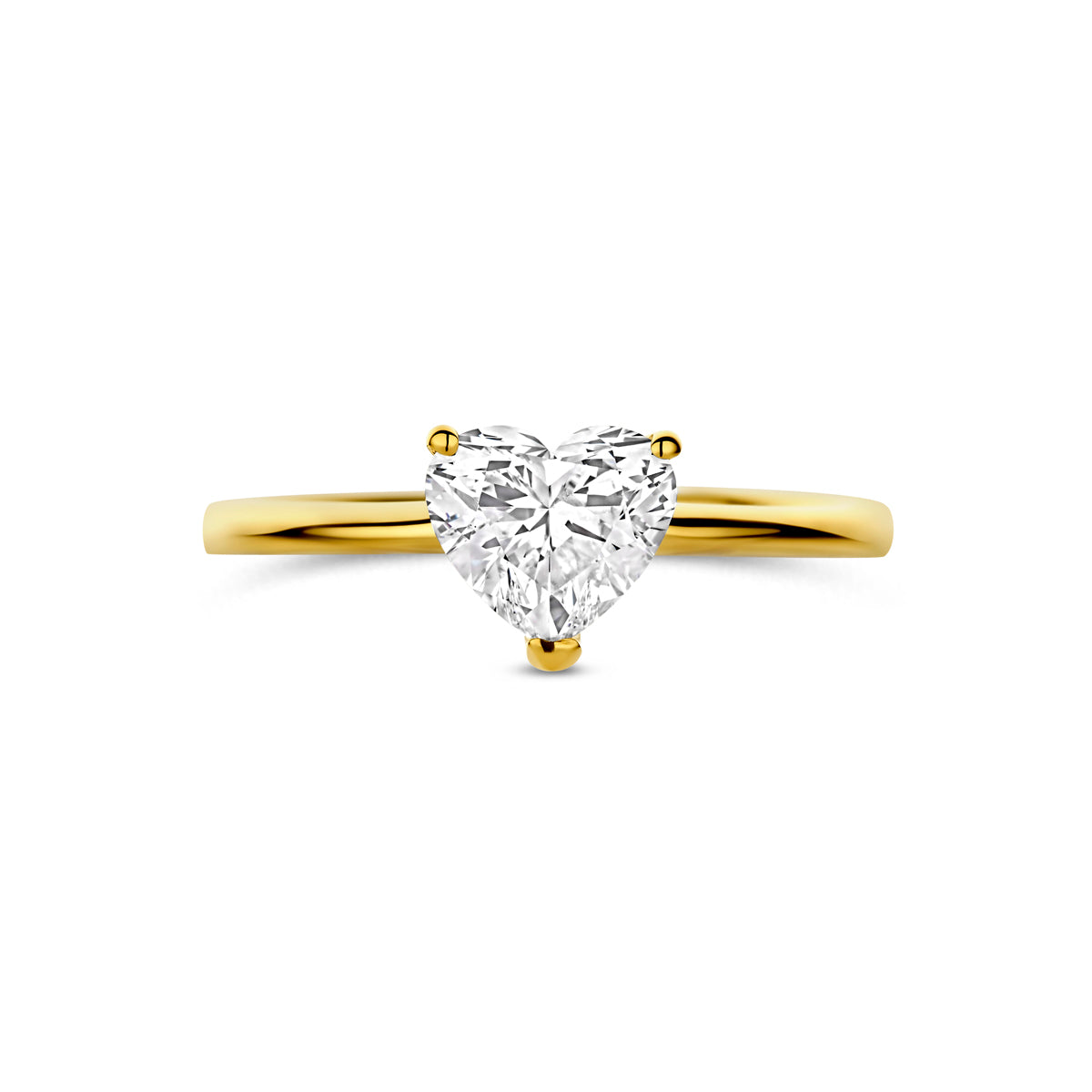 Bovenaanzicht van de gouden hartjes ring met lab grown diamant van 14 karaat, 1,00 ct.