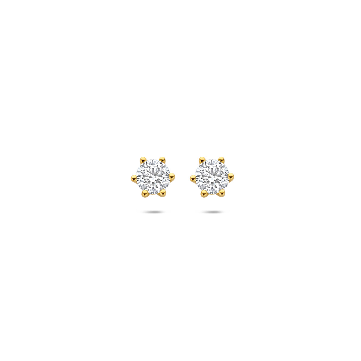 Vooraanzicht van de 14 karaat gouden lab grown diamant oorknoppen 0,75 ct.
