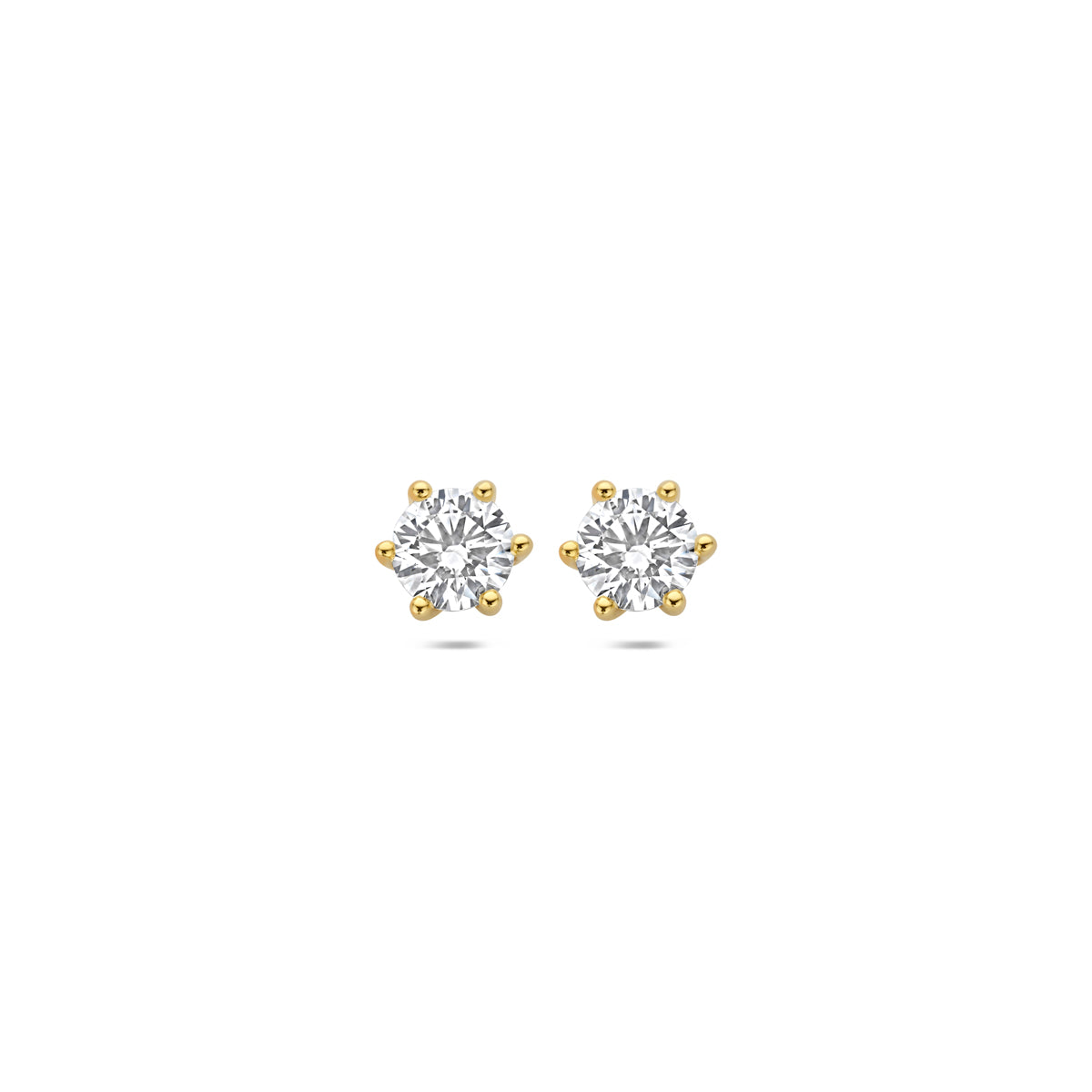 Vooraanzicht van de 14 karaat gouden lab grown diamant oorknoppen 1,00 ct.