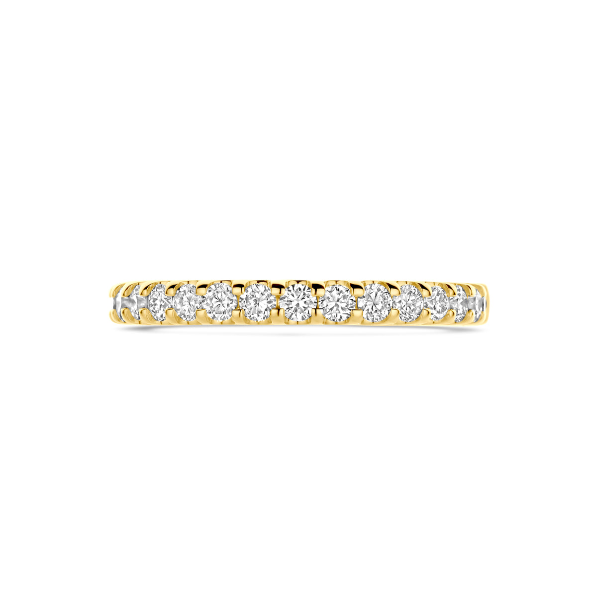 Bovenaanzicht van de gouden ring met lab grown diamant van 14 karaat, 0,51 ct.