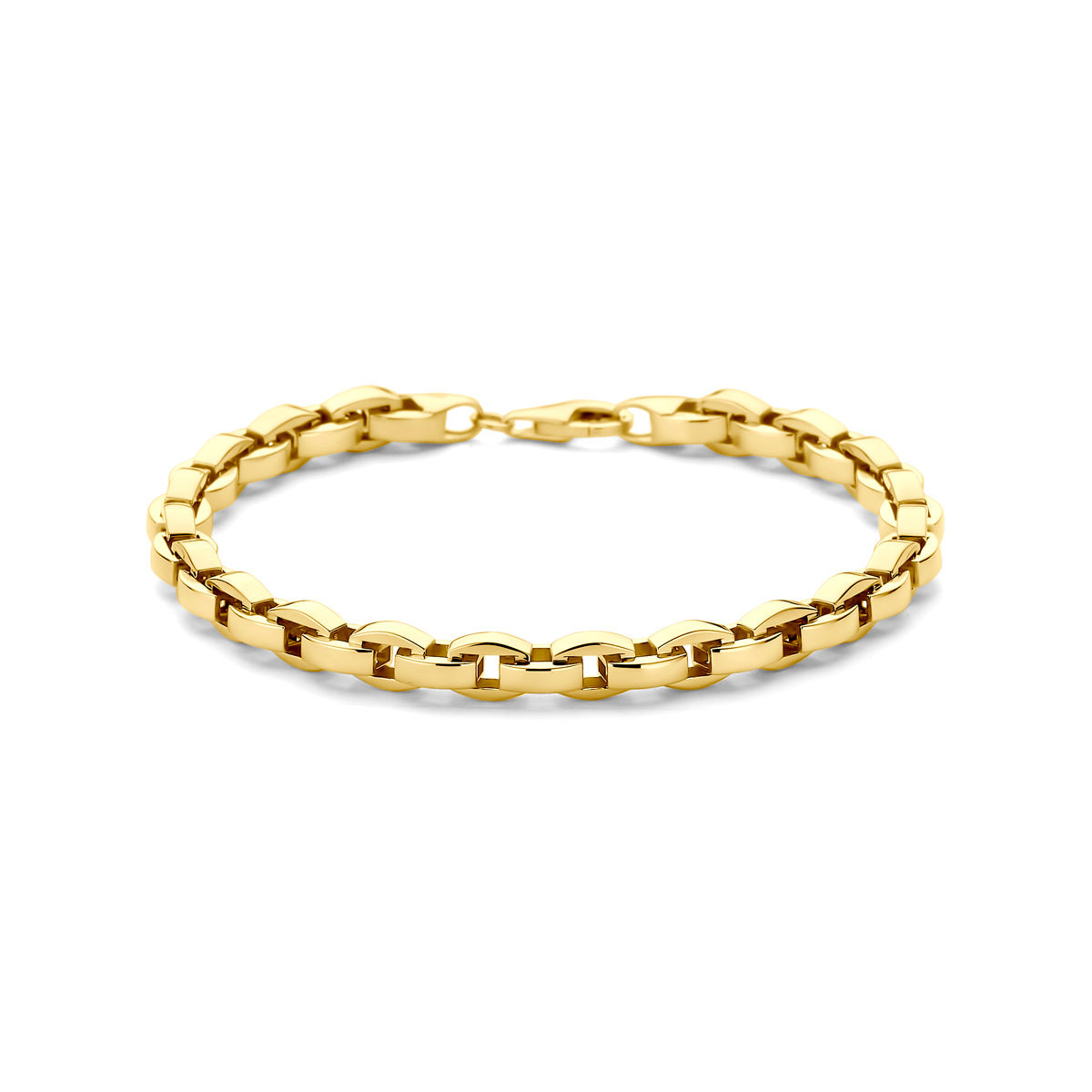 Vooraanzicht van de gouden venetiaanse armband van 14 karaat.