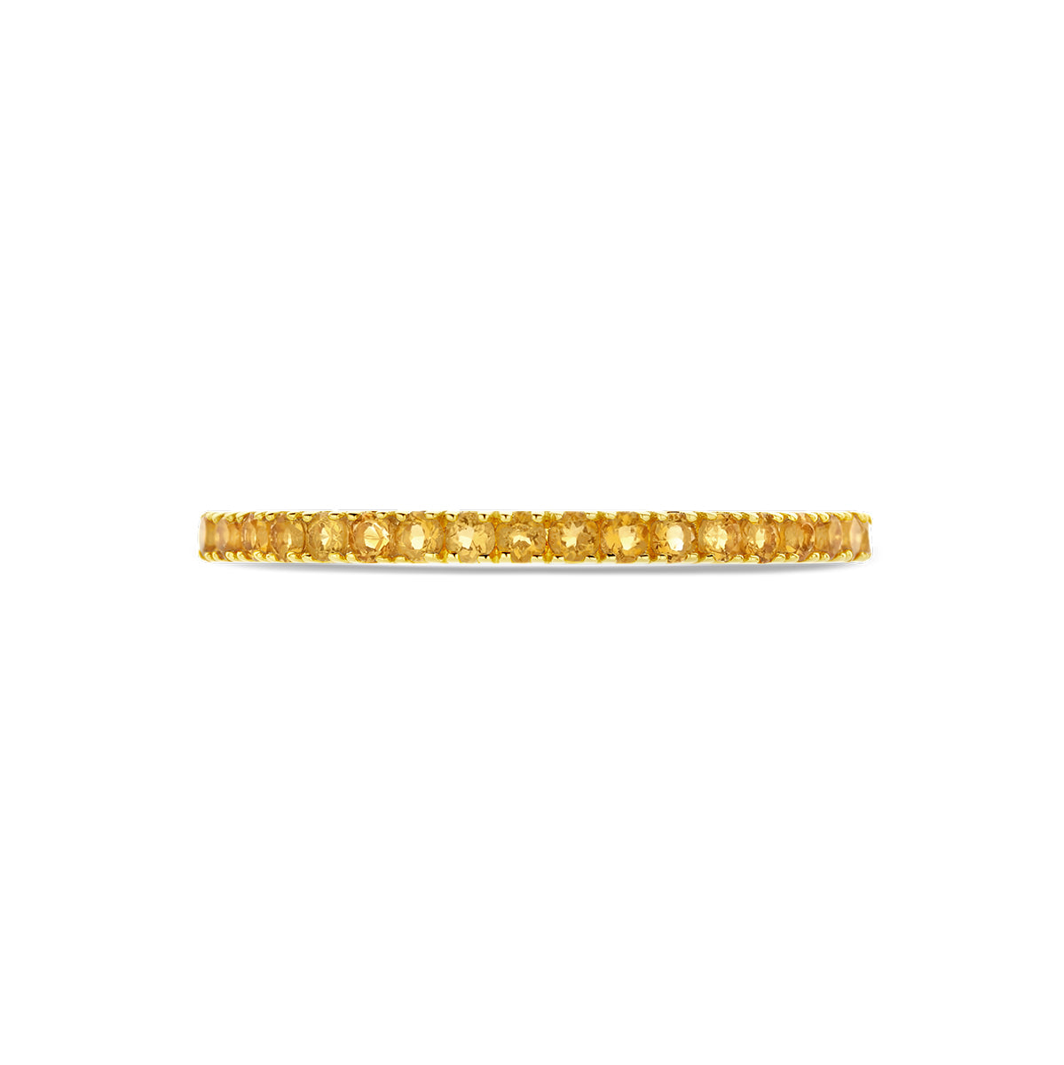 Zijaanzicht van de gouden geboortesteen ring november met citrien van 14 karaat.