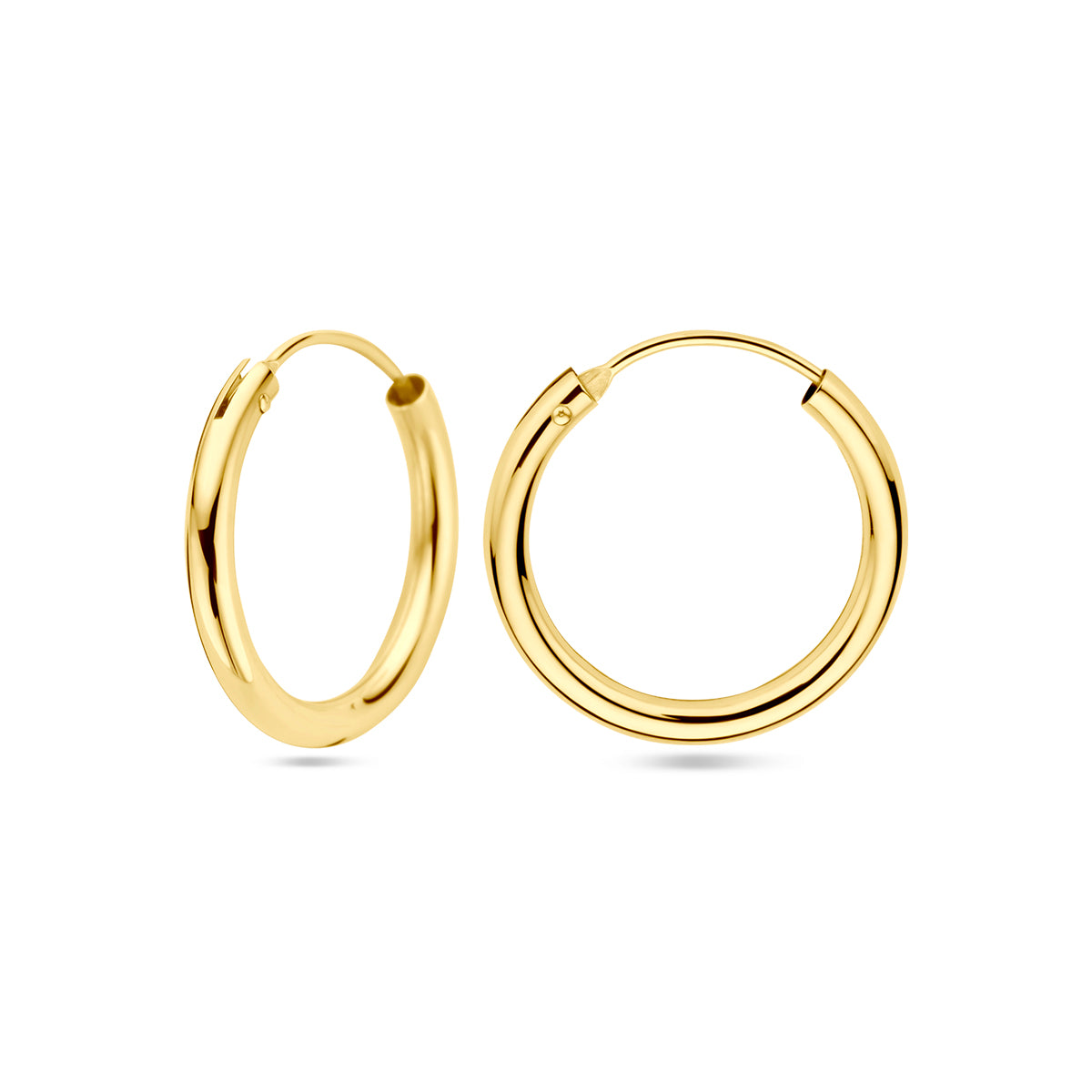 Gecombineerd beeld dat de ronde buisvorm en de naadloze insteeksluiting van de oorring toont.