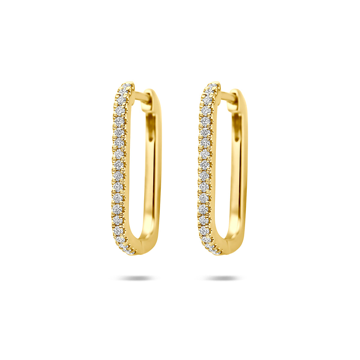 Gouden lab grown diamant klapoorringen, vooraanzicht