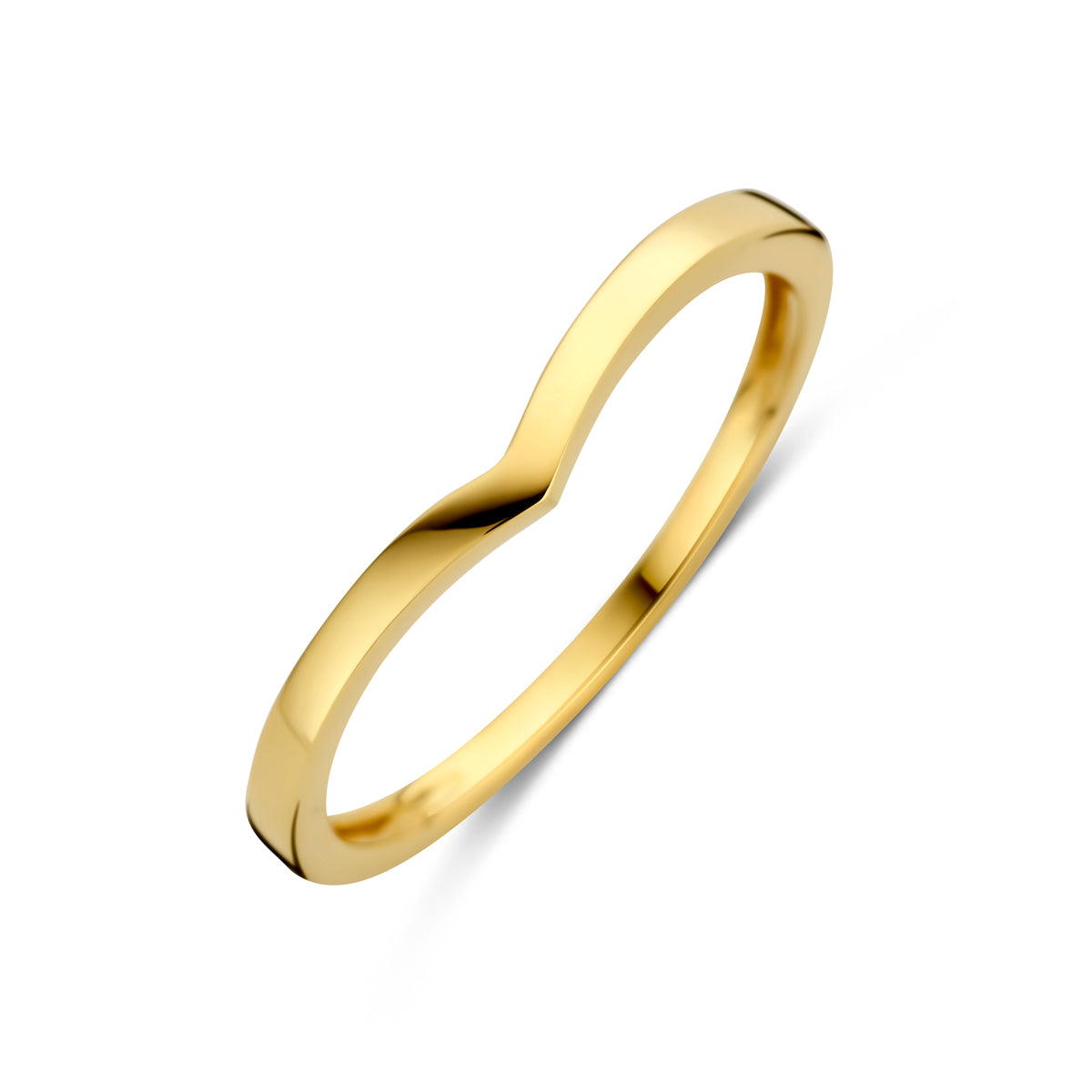 Gouden ring 1,7 mm breed, schuin bovenaanzicht