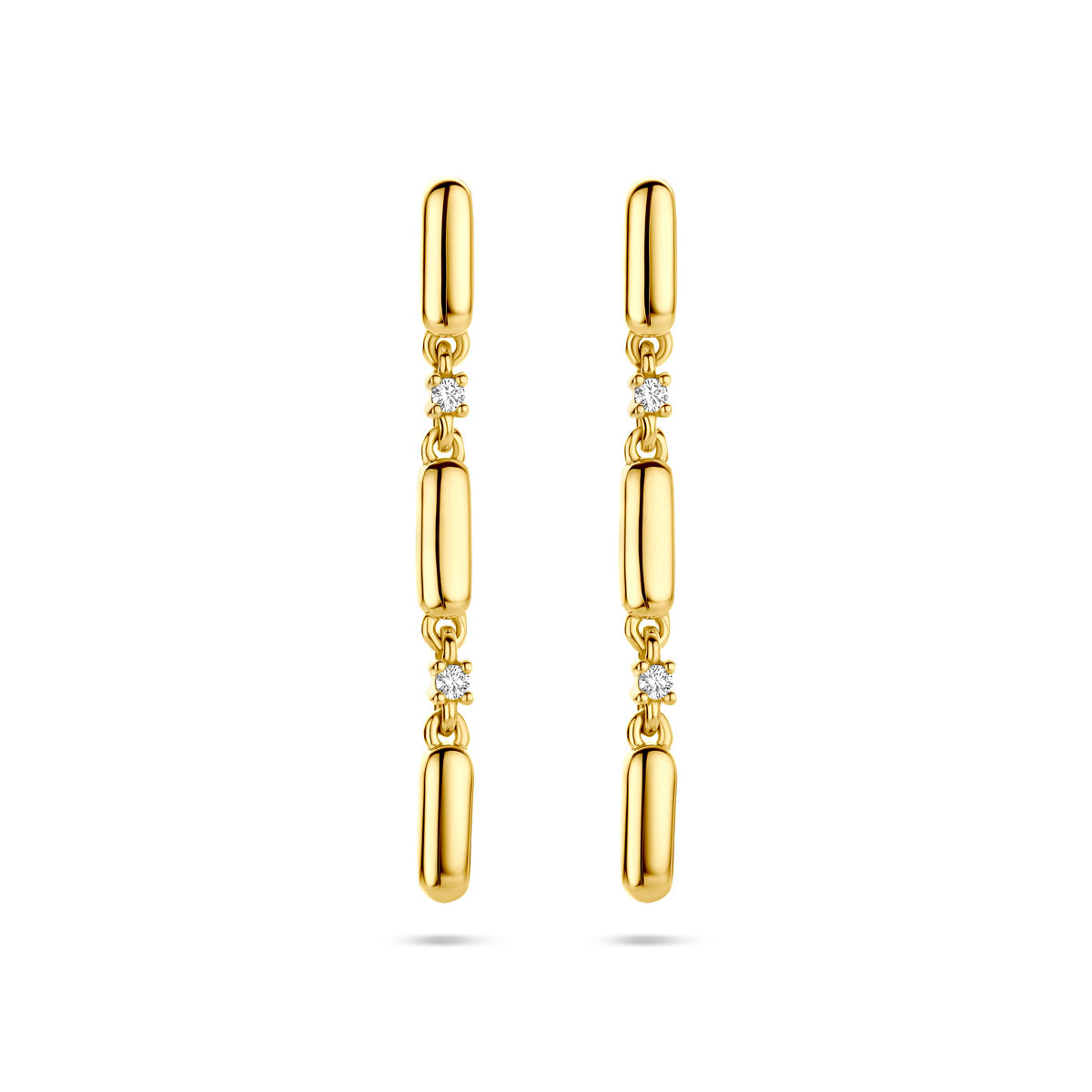 Gouden diamant oorhangers, vooraanzicht