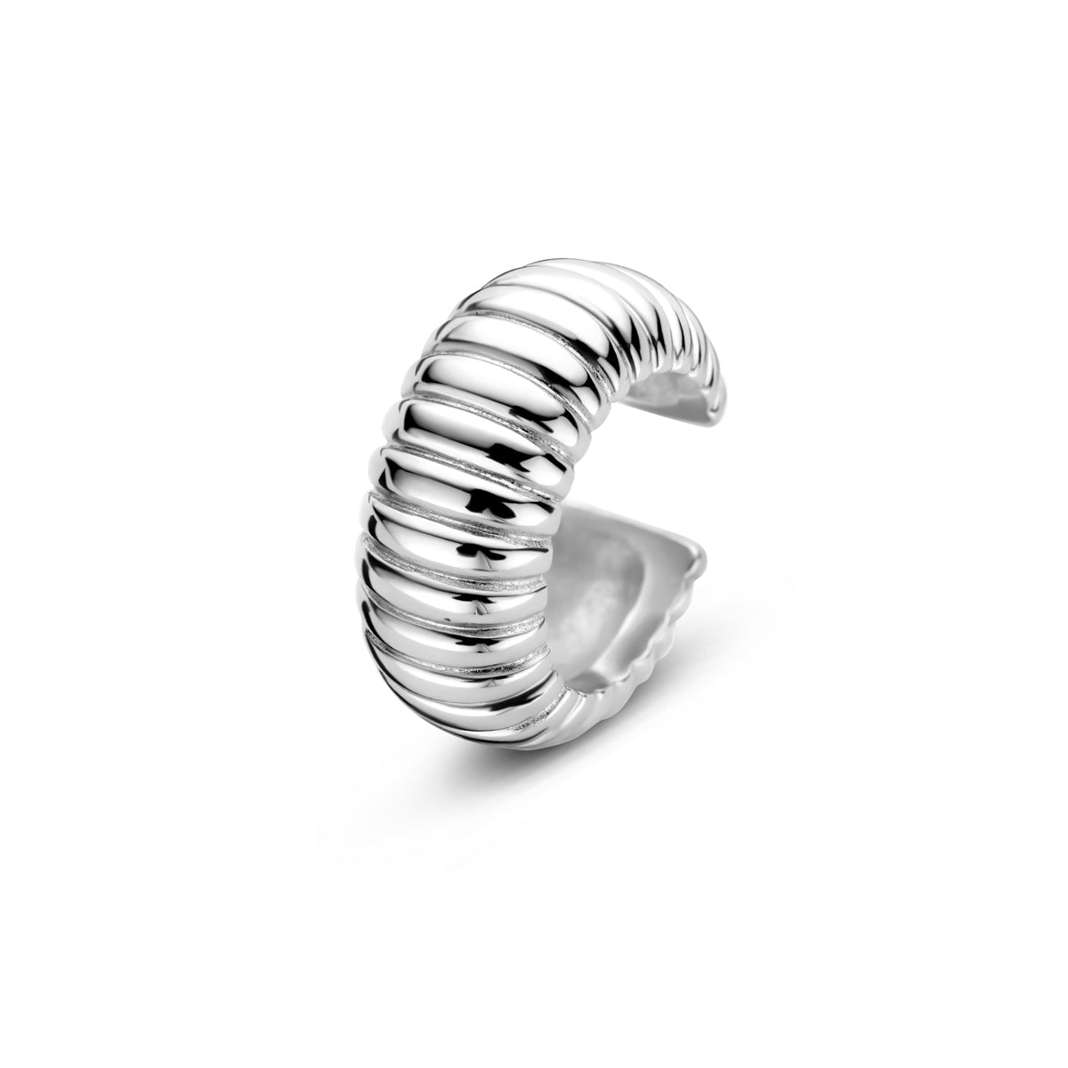 Zilveren ear cuffs van 14 mm, vooraanzicht