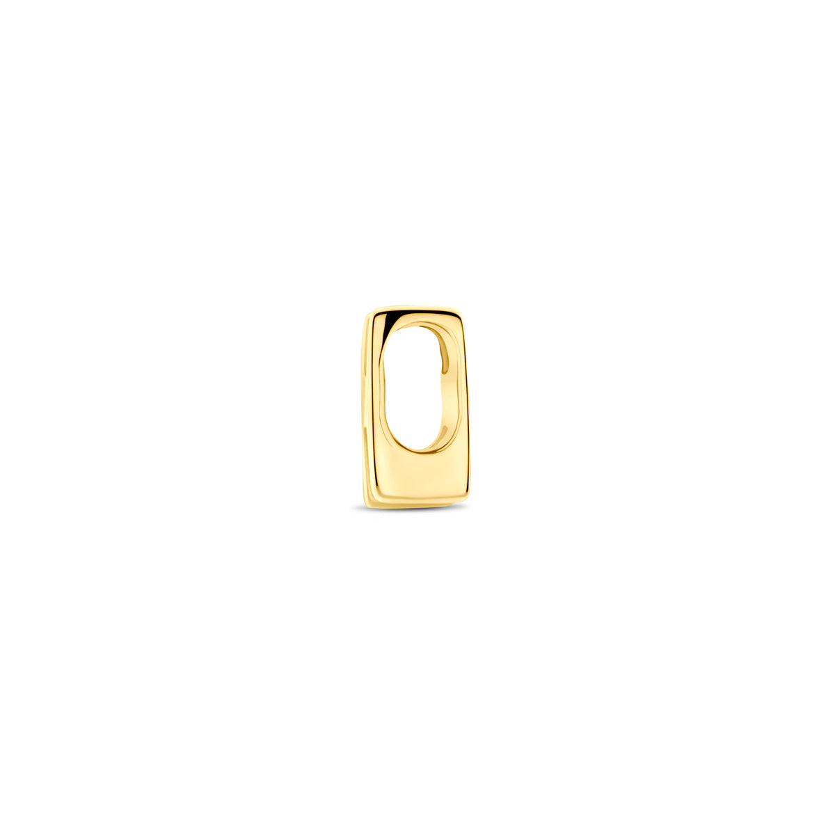 Zijaanzicht van de 9 karaat geelkleurige letterhanger, letter H