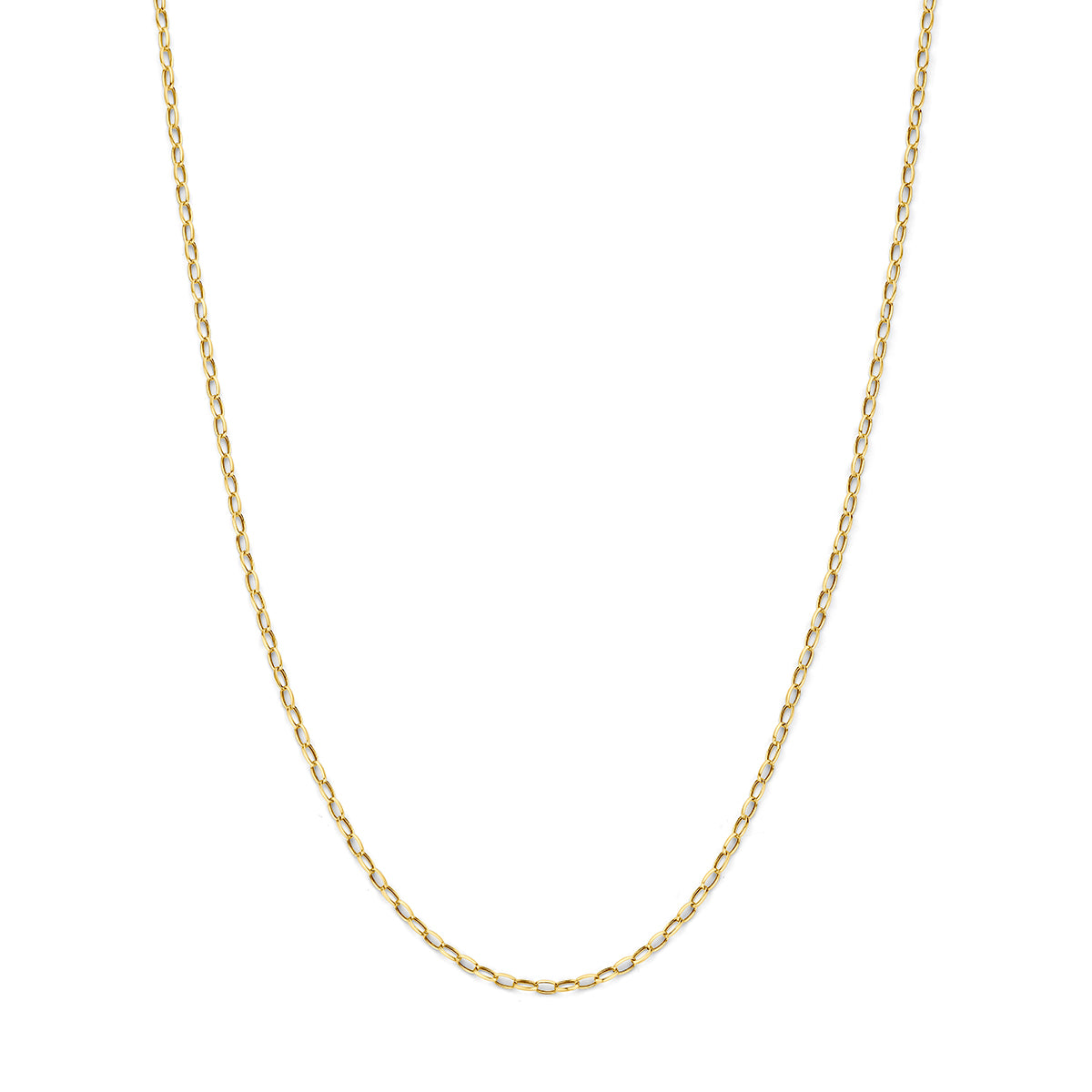 9 karaat ketting: vooraanzicht van de 9 karaat geelkleurige ankerketting, lengte 50 cm.