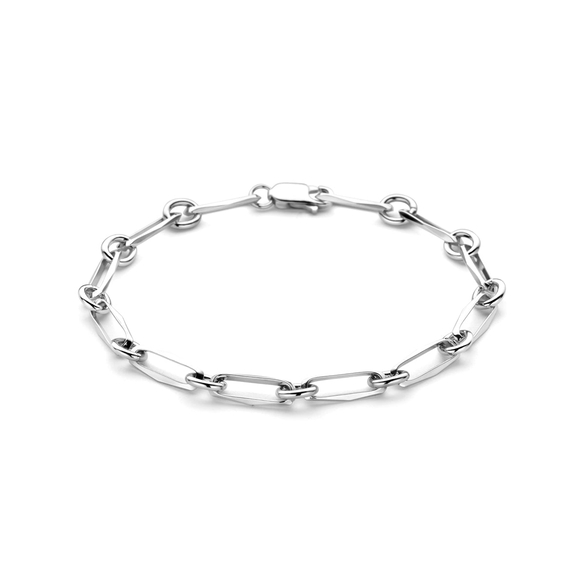 Vooraanzicht van de 925 gerhodineerd zilveren armband met closed forever schakel van 5,0 mm, verkrijgbaar in diverse lengtes.