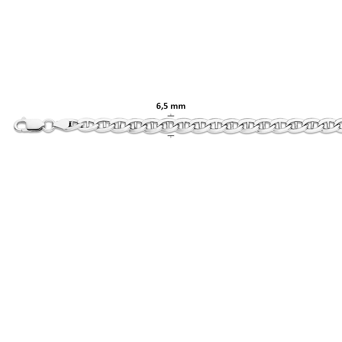 Zilveren ankerketting: 925 gerhodineerd zilveren anker halsketting, met de schakelbreedte van 6,5 mm aangegeven