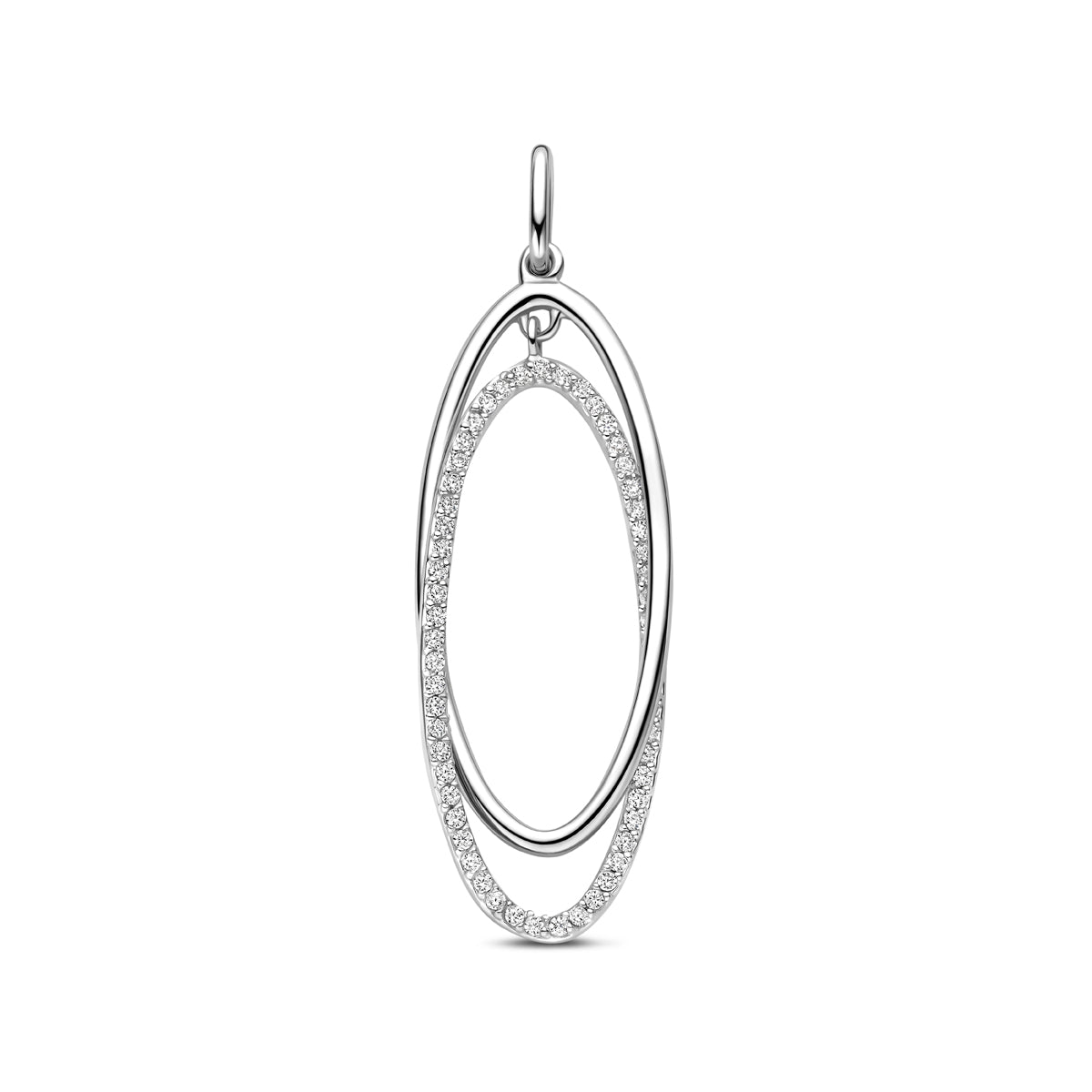 Vooraanzicht van de zilveren hanger met zirkonia.