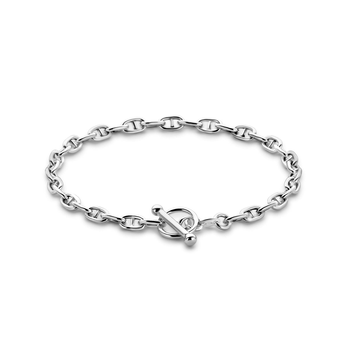 Vooraanzicht van de zilveren marine armband.