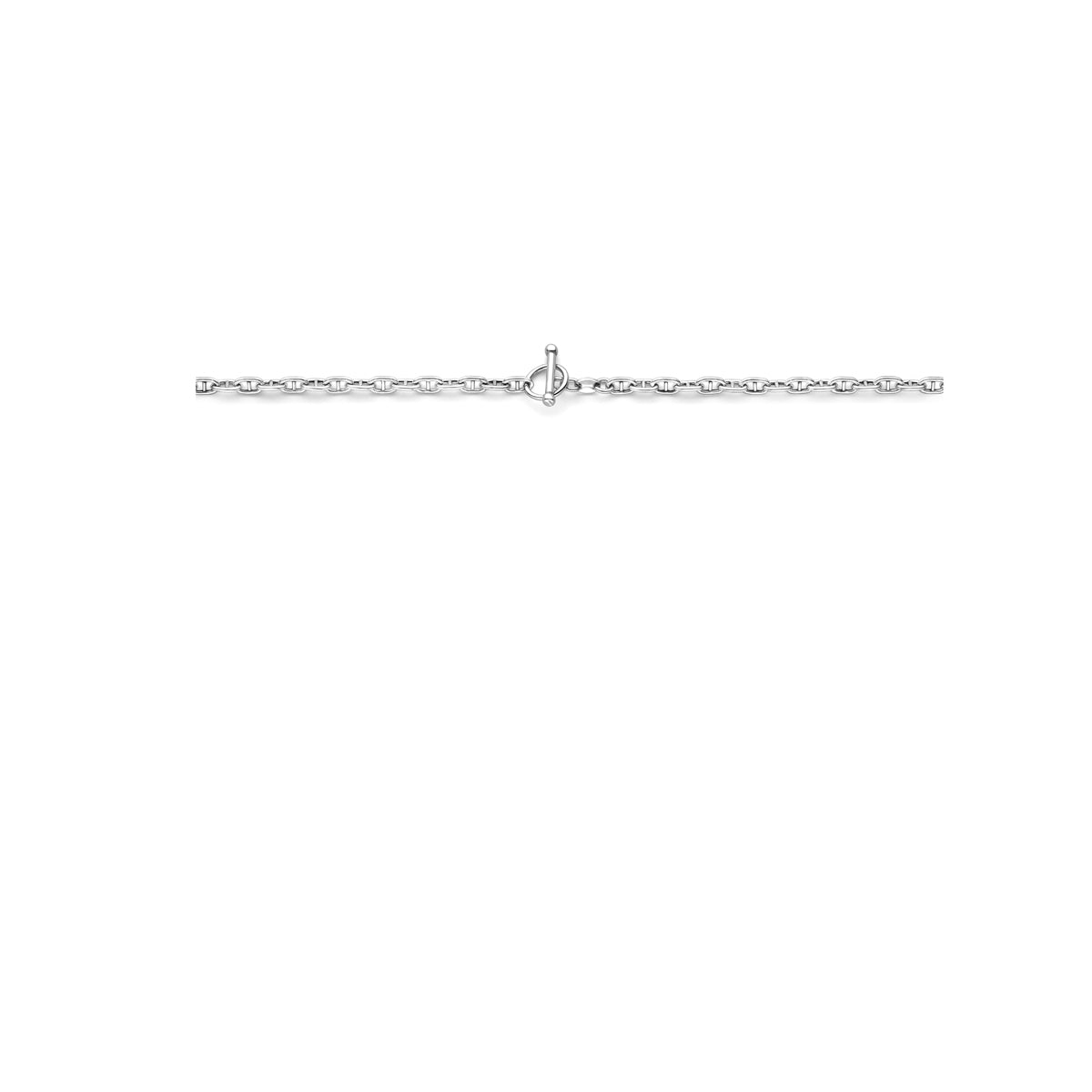 Detail van de zilveren marine ketting.