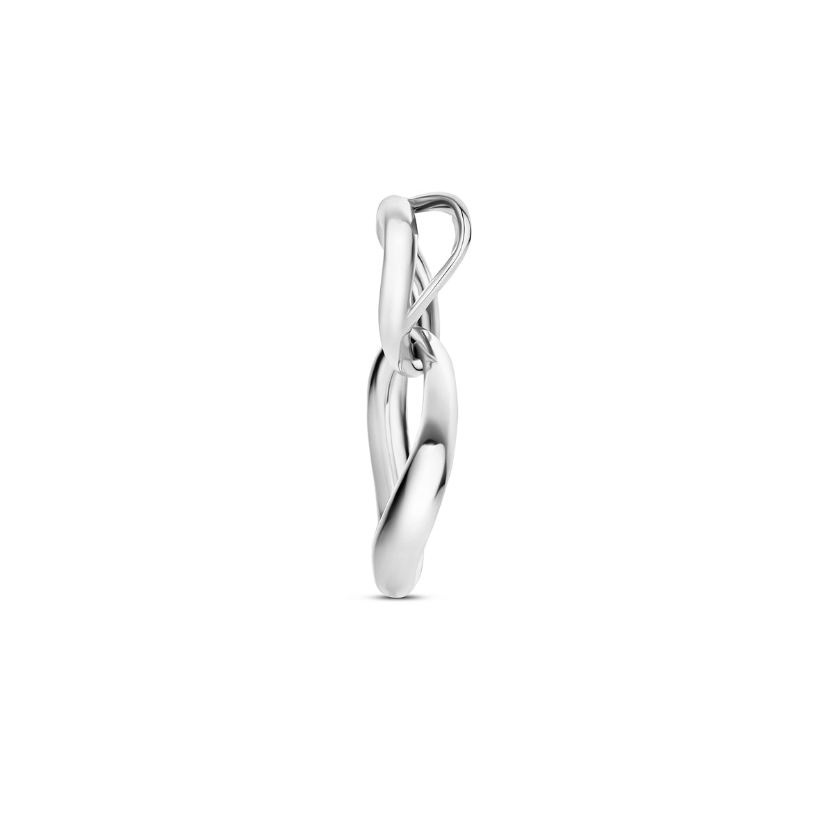 Zilveren hanger: zijaanzicht van de 925 gerhodineerd zilveren schakel hanger.