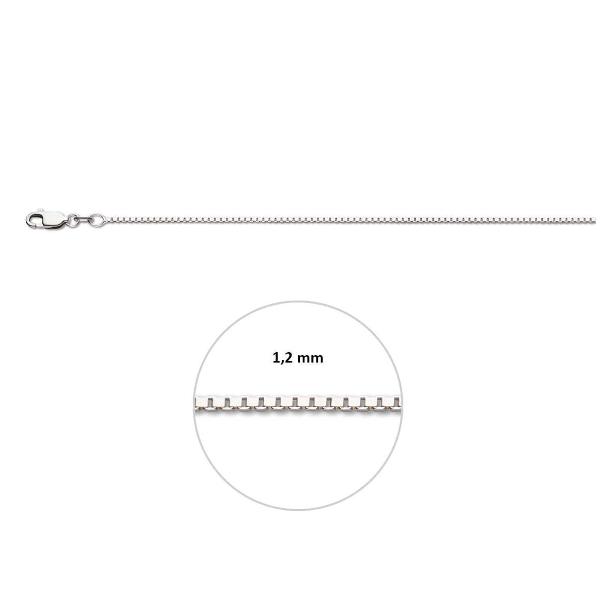 Schakelarmband zilver: 925 gerhodineerd zilveren venetiaanse armband, met de schakelbreedte van 1,2 mm aangegeven