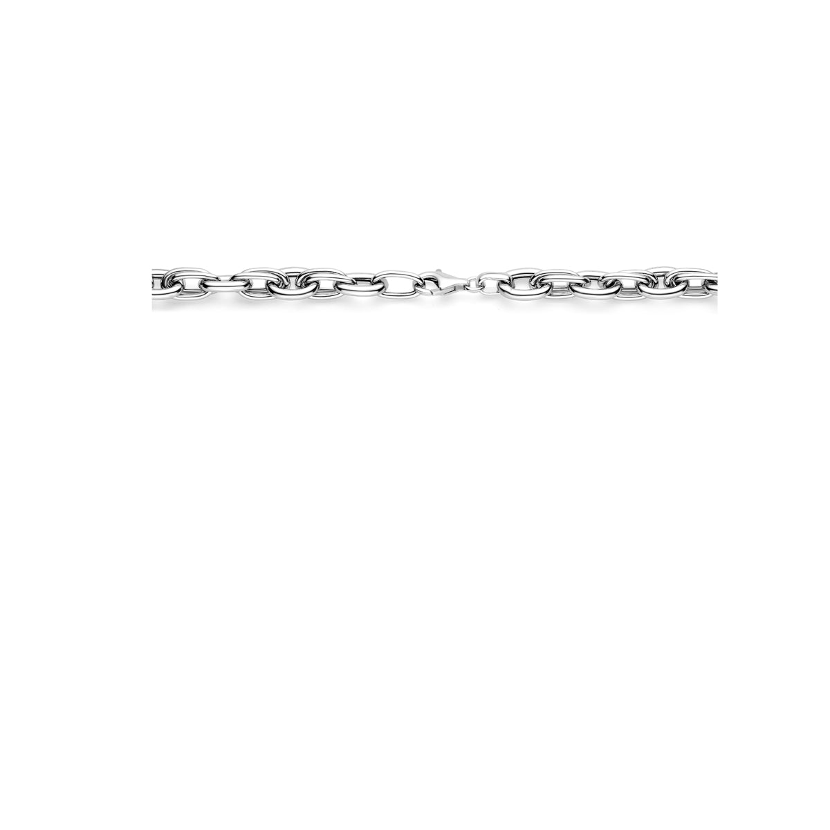 Detail van de sluiting van de 925 gerhodineerd zilveren schakelketting