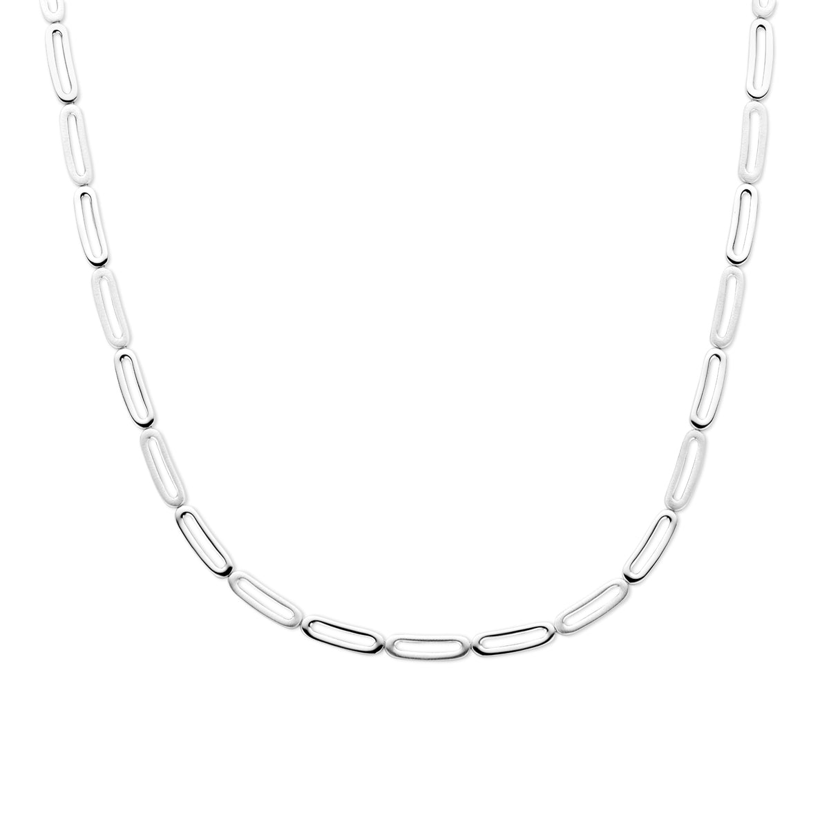 Vooraanzicht van de 925 gerhodineerd zilveren schakelketting