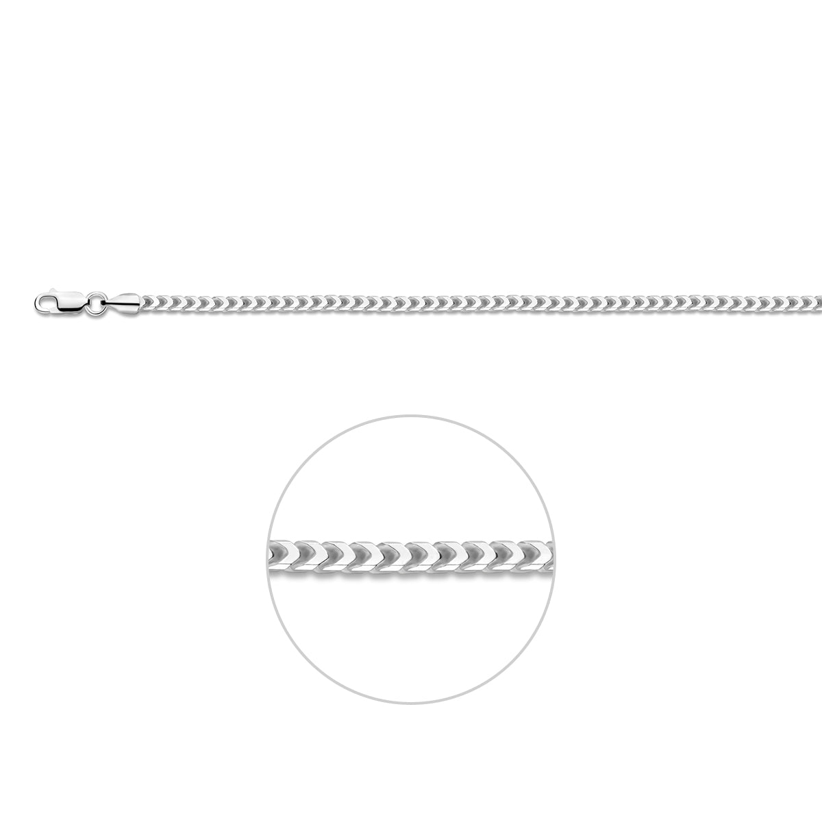 Zilveren gourmet armband heren: 925 zilveren gourmette armband van 3,0 mm breed, vooraanzicht