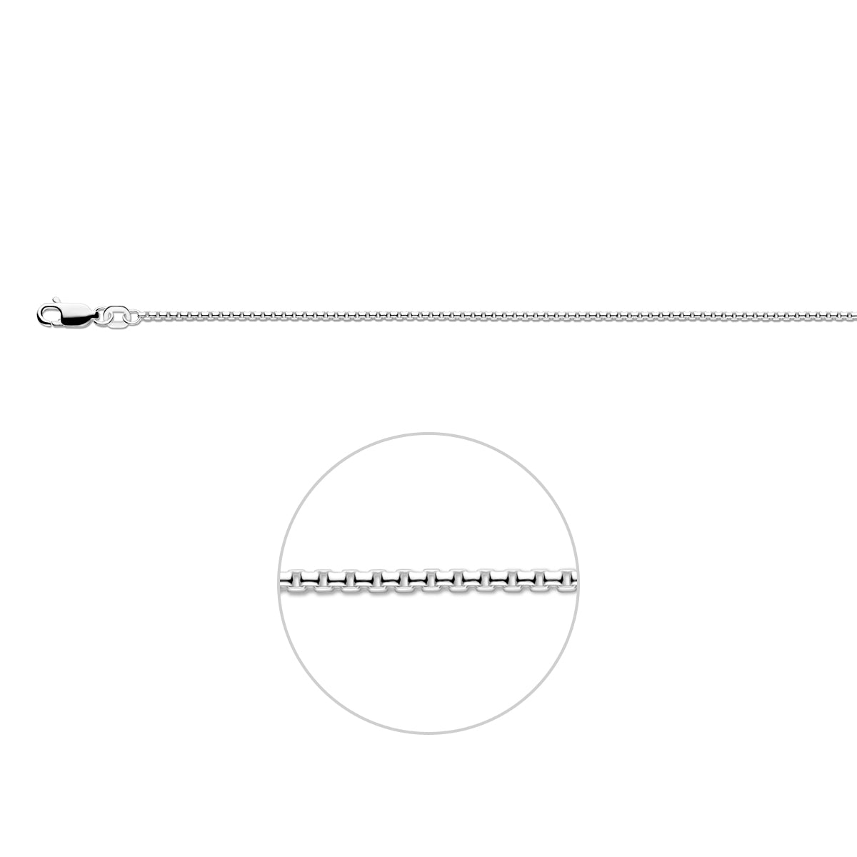 Zilveren venetiaanse ketting: 925 zilveren bolle venetiaanse halsketting van 1,5 mm breed, vooraanzicht