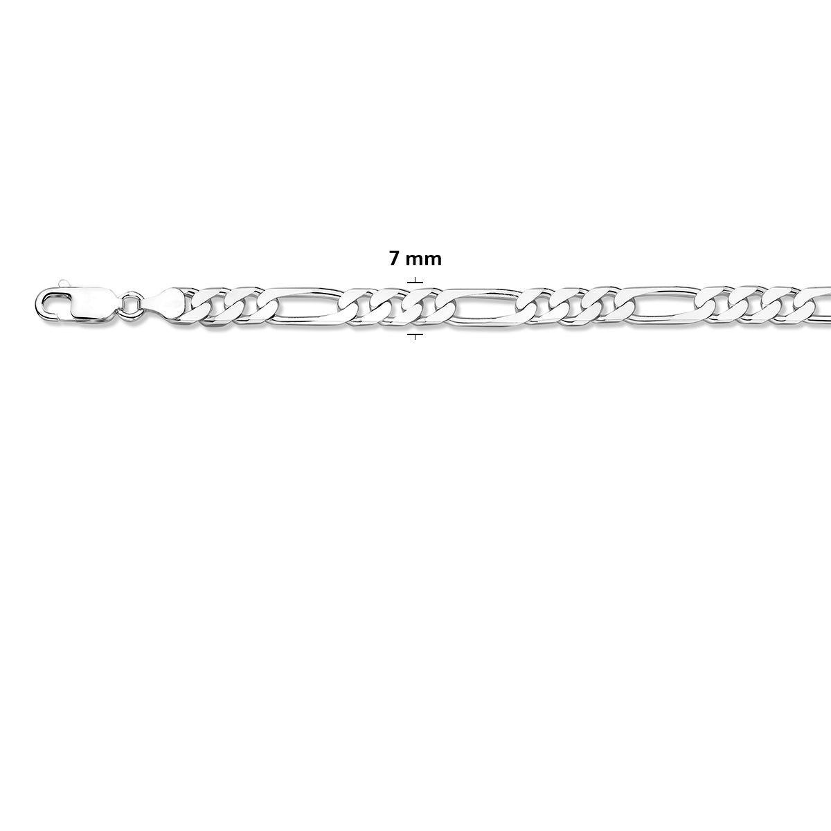 Zilveren figaro armband: 925 zilveren figaro armband, met de schakelbreedte van 7,0 mm aangegeven