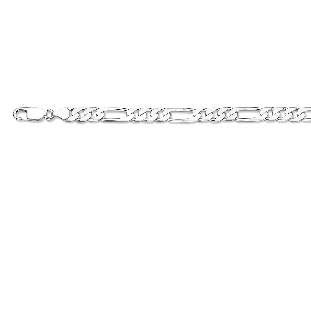 Zilveren figaro armband: 925 zilveren figaro armband van 7,0 mm breed, vooraanzicht