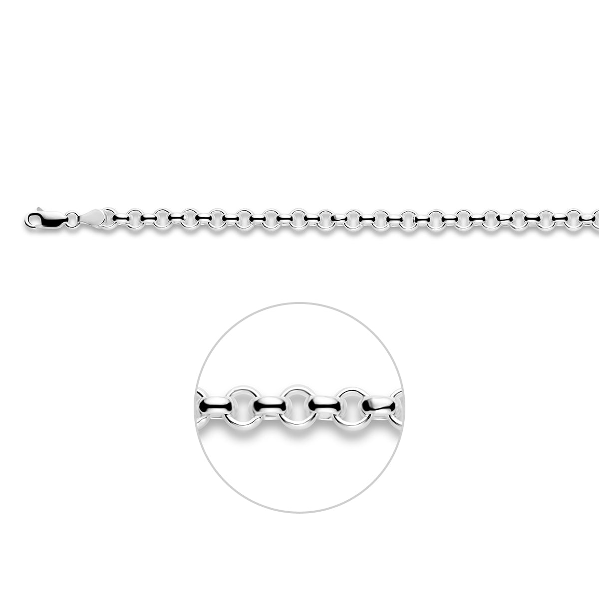 Zilveren jasseron armband: 925 zilveren jasseron armband van 5,5 mm breed, vooraanzicht