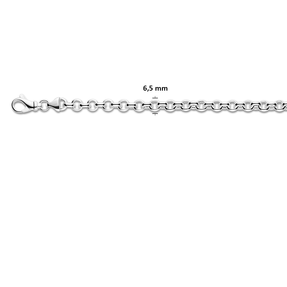 Zilveren jasseron armband: 925 zilveren jasseron armband, met de schakelbreedte van 6,5 mm aangegeven