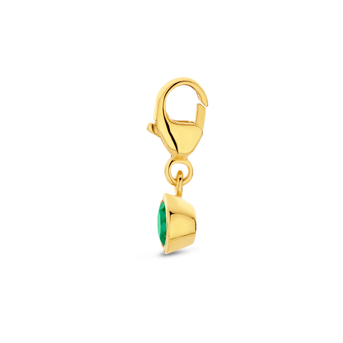 Close-up van de zijkant, toont de hoogte van de gouden zetkast en het haakje.