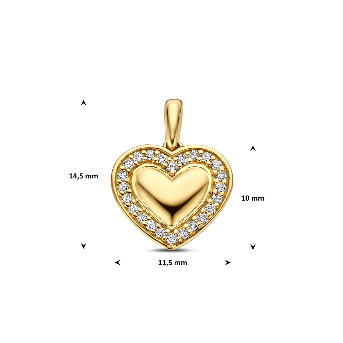 Model draagt de gouden hanger lab grown diamant aan een ketting
