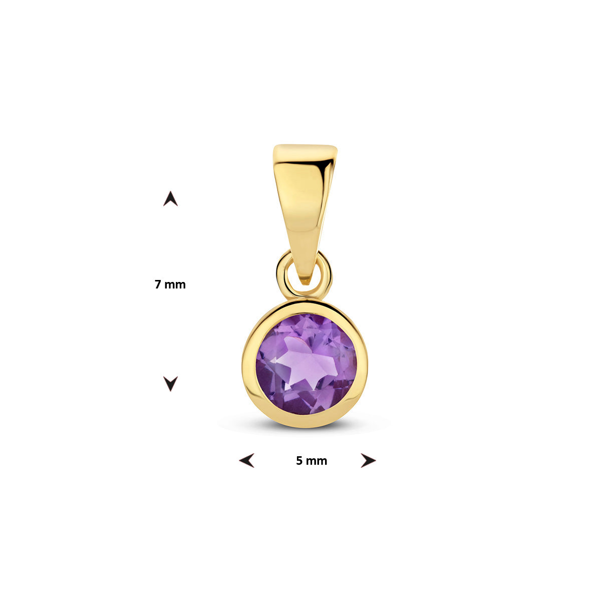 Technische afbeelding van de geboortesteen hanger met de afmetingen (11 x 5 mm).