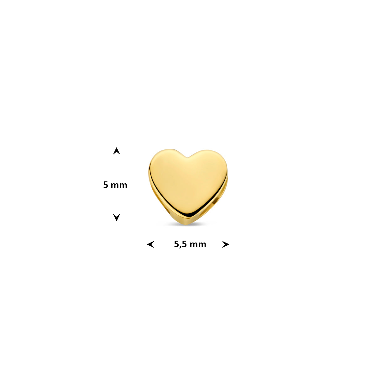 Technische foto met de maten van de 'Nola' hanger: 5 mm hoog en 5,5 mm breed.