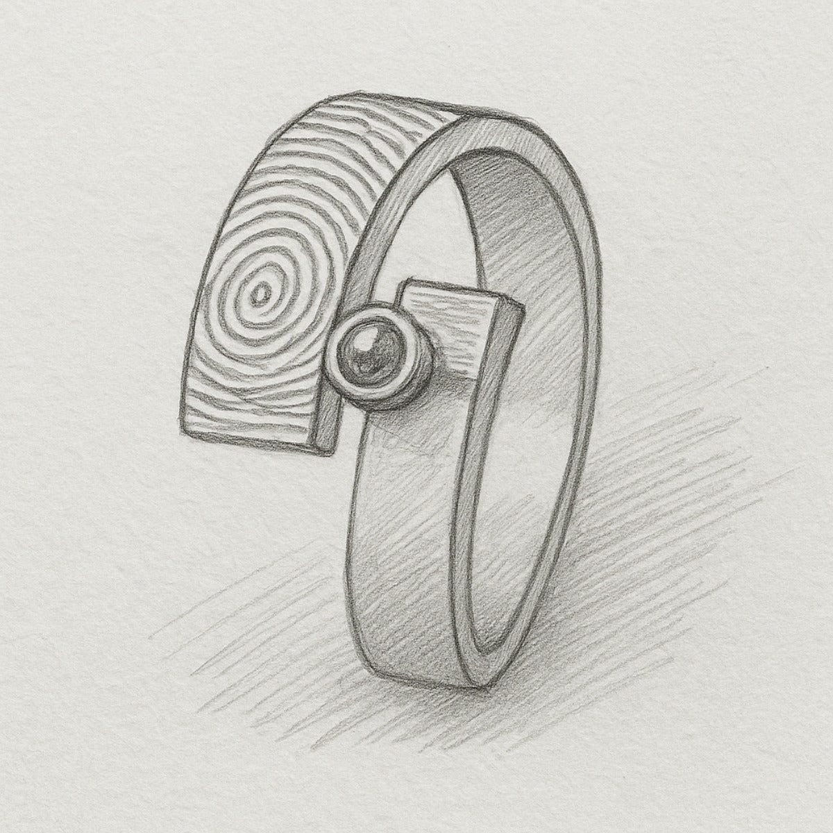 Eerste schets van een gedenksieraad op maat, gemaakt in het atelier van Clary Juwelier-Goudsmid.