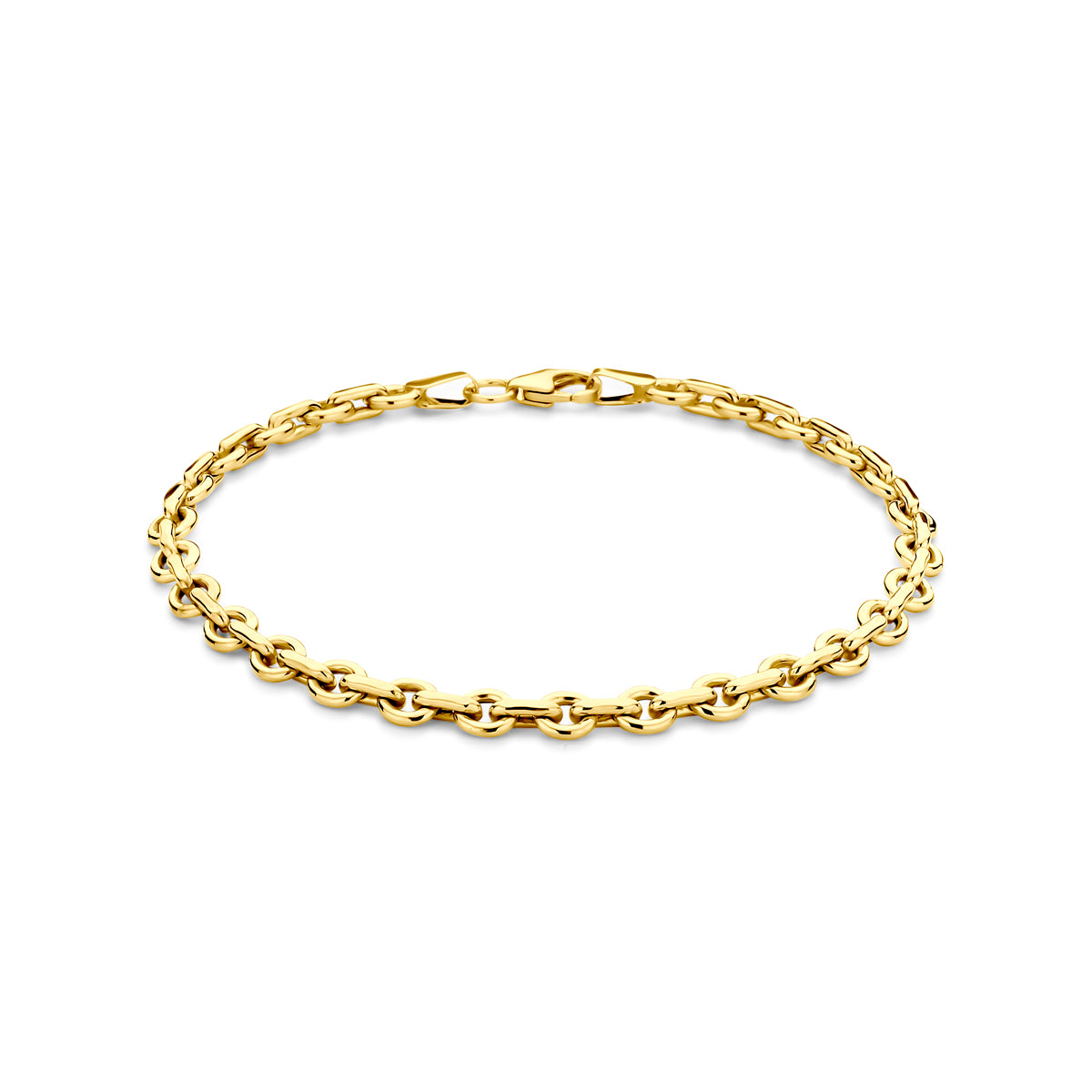 Vooraanzicht van de 14k Silgold ankerarmband 'Forte' met een breedte van 4.5 mm.