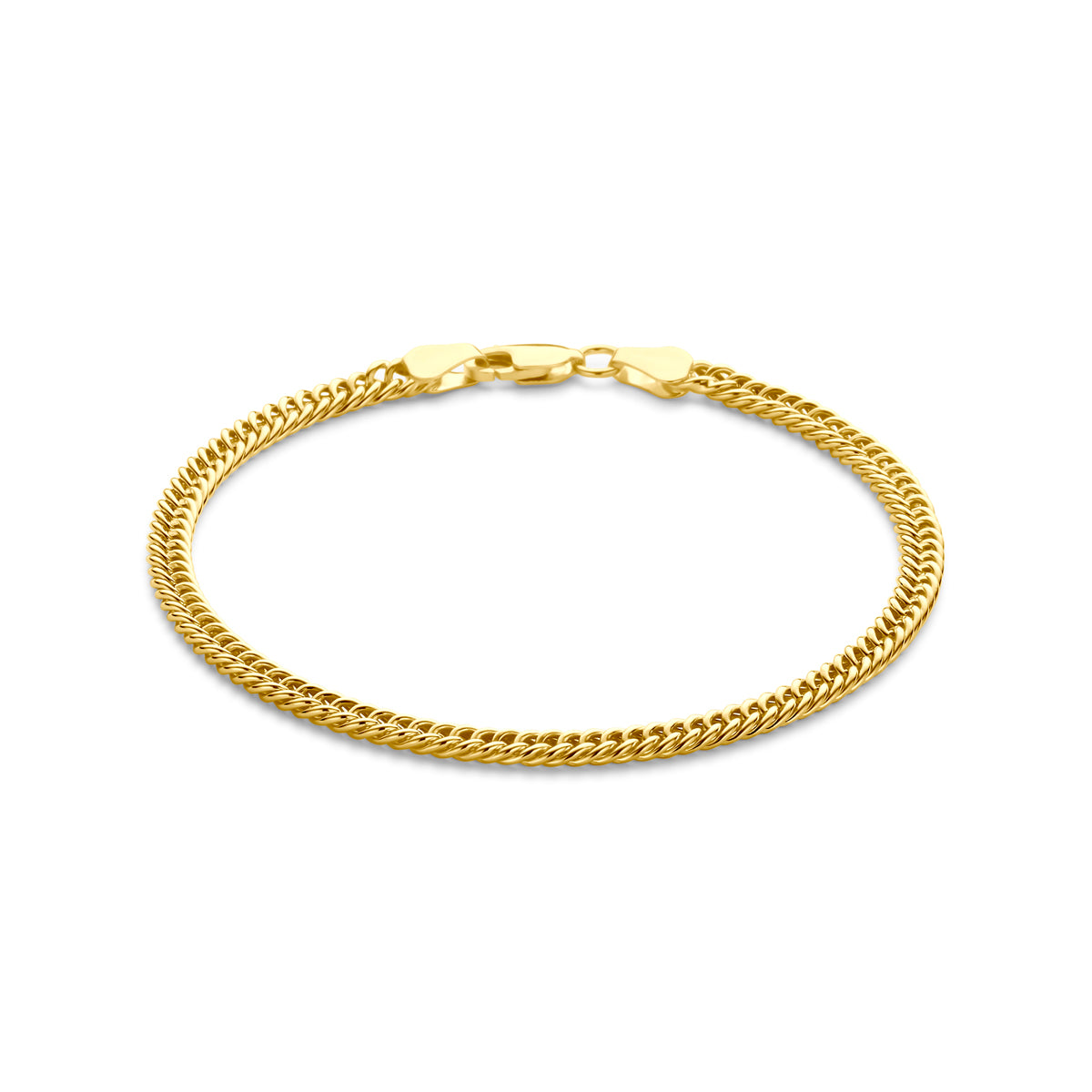 Vooraanzicht van de Silgold geslepen gourmette armband
