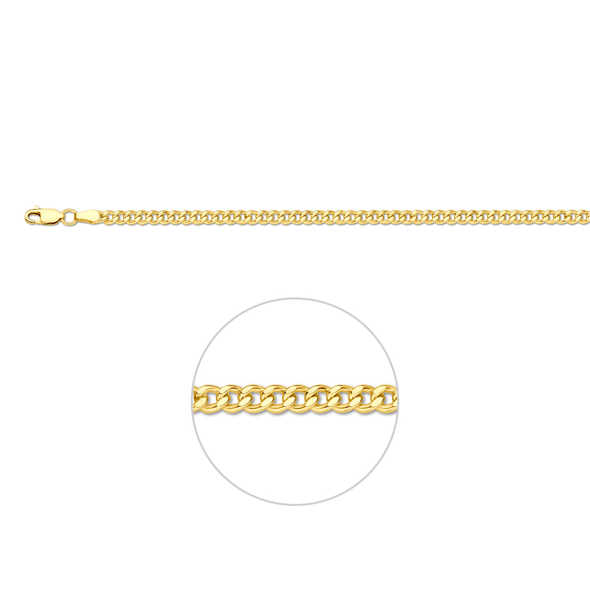 Silgold massieve gourmette halsketting van 3,7 mm breed, vooraanzicht