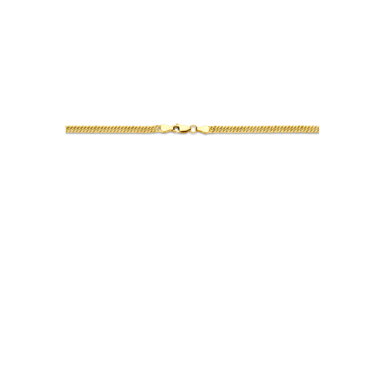 Detail van de sluiting van de Silgold geslepen gourmette ketting