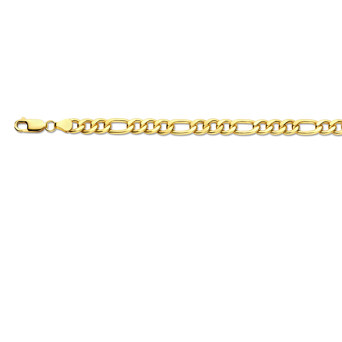 Silgold massieve figaro halsketting van 7,0 mm breed, vooraanzicht