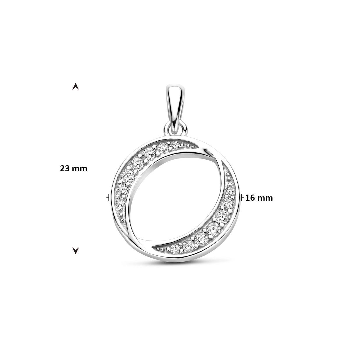 Technische afbeelding van de 'Axis' hanger met de afmetingen (23 x 16 mm).