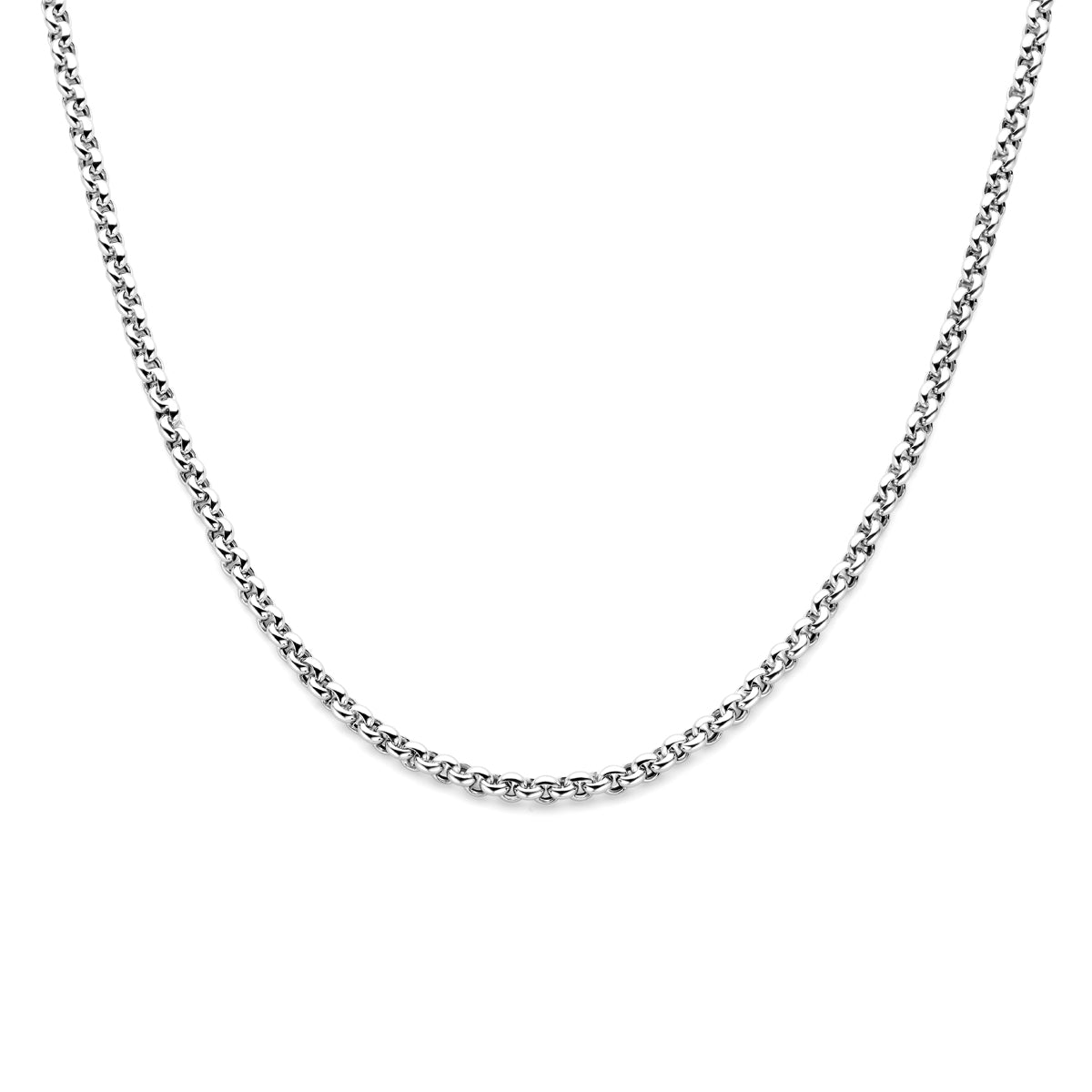 Vooraanzicht van de zilveren Grandeur jasseron ketting met een breedte van 5,5 millimeter.