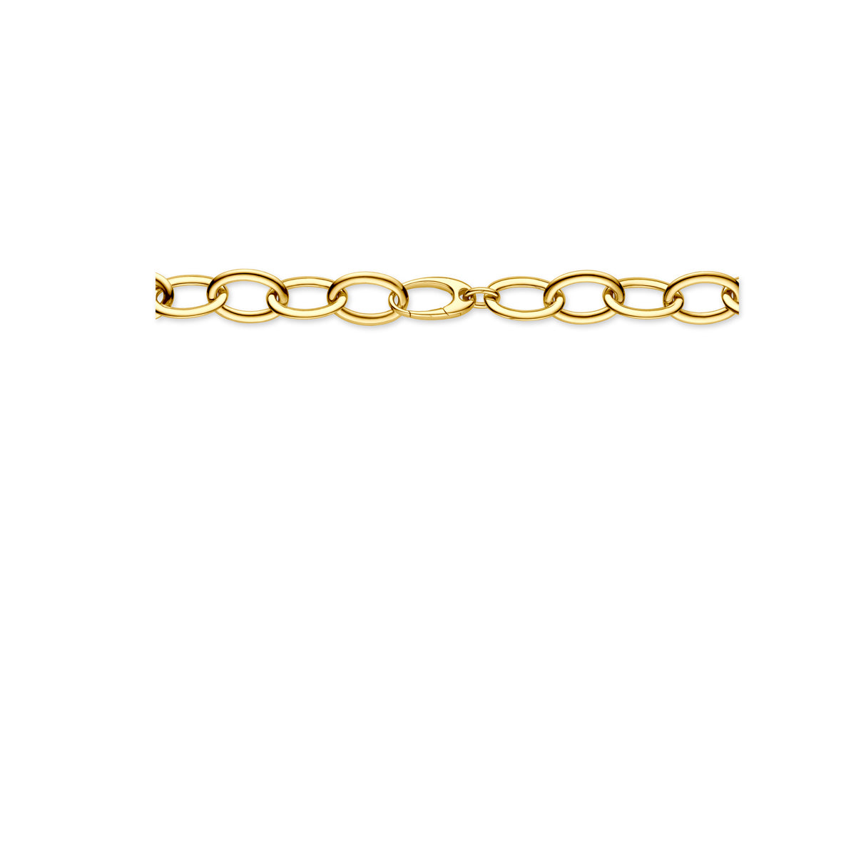 Detail van de 14 karaat gouden brede schakelketting