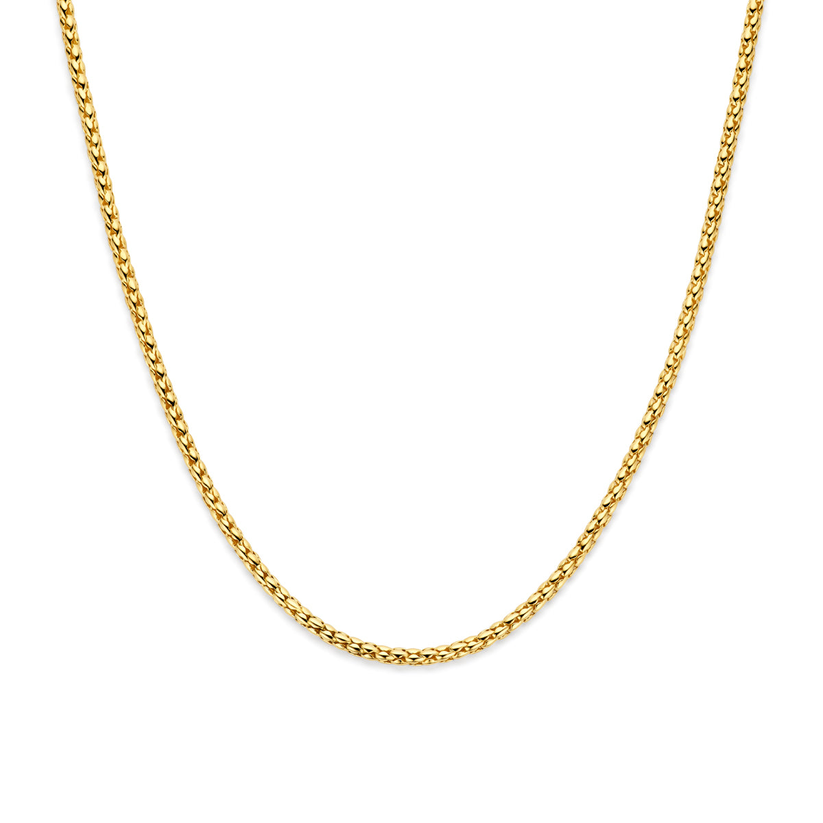 Vooraanzicht van de 14 karaat gouden schakelketting